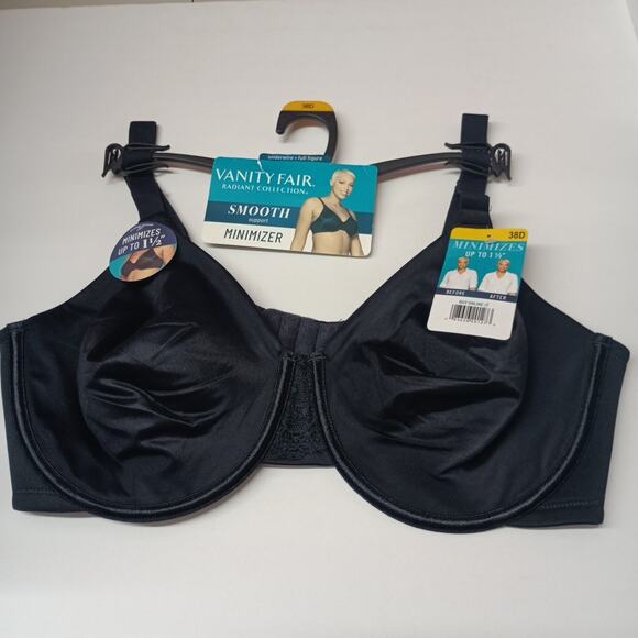 Vanity Fair Black Minimizer Underwire Bra Size 38D Smooth Support Style #76084 - Picture 1 of 5
